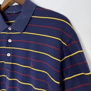 Polo Golf Ralph Lauren Polo Shirt Mens Large Classic Fit Blue Stripe Pima Cotton